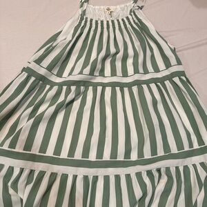 Green and White Striped Dress